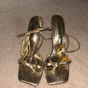Elegant Gold Strappy Women's Heels